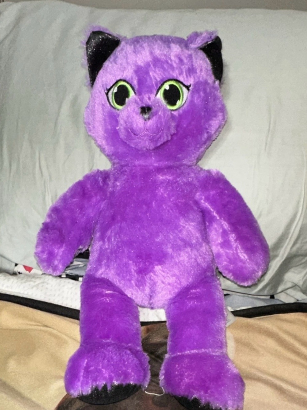 Build-A-Bear Purple Plush Cat with Black Ear & Paw Accents